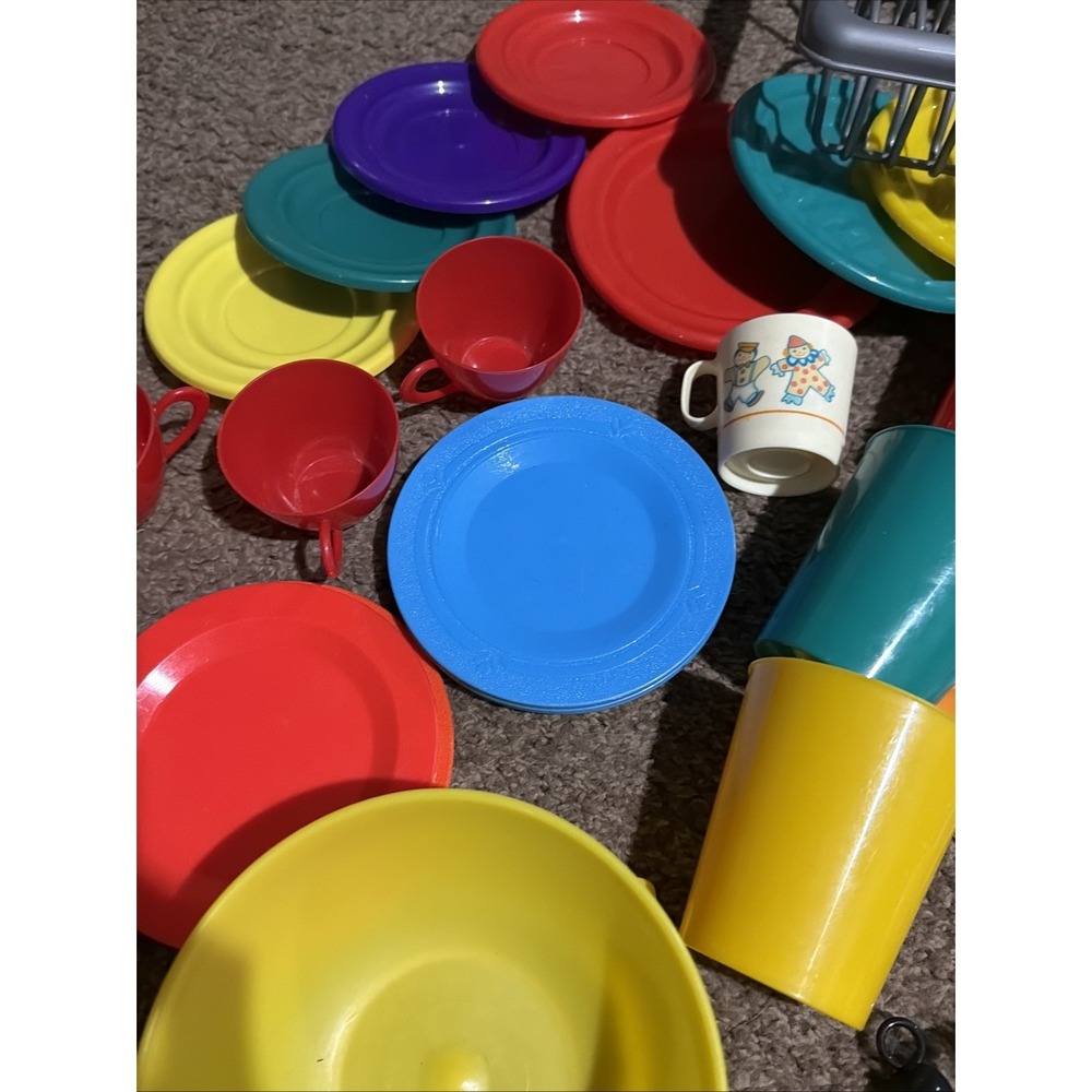Huge Vintage Play Food Lot Play Kitchen Accessories Bowls Plates Food Mixed Lot - Picture 8 of 15